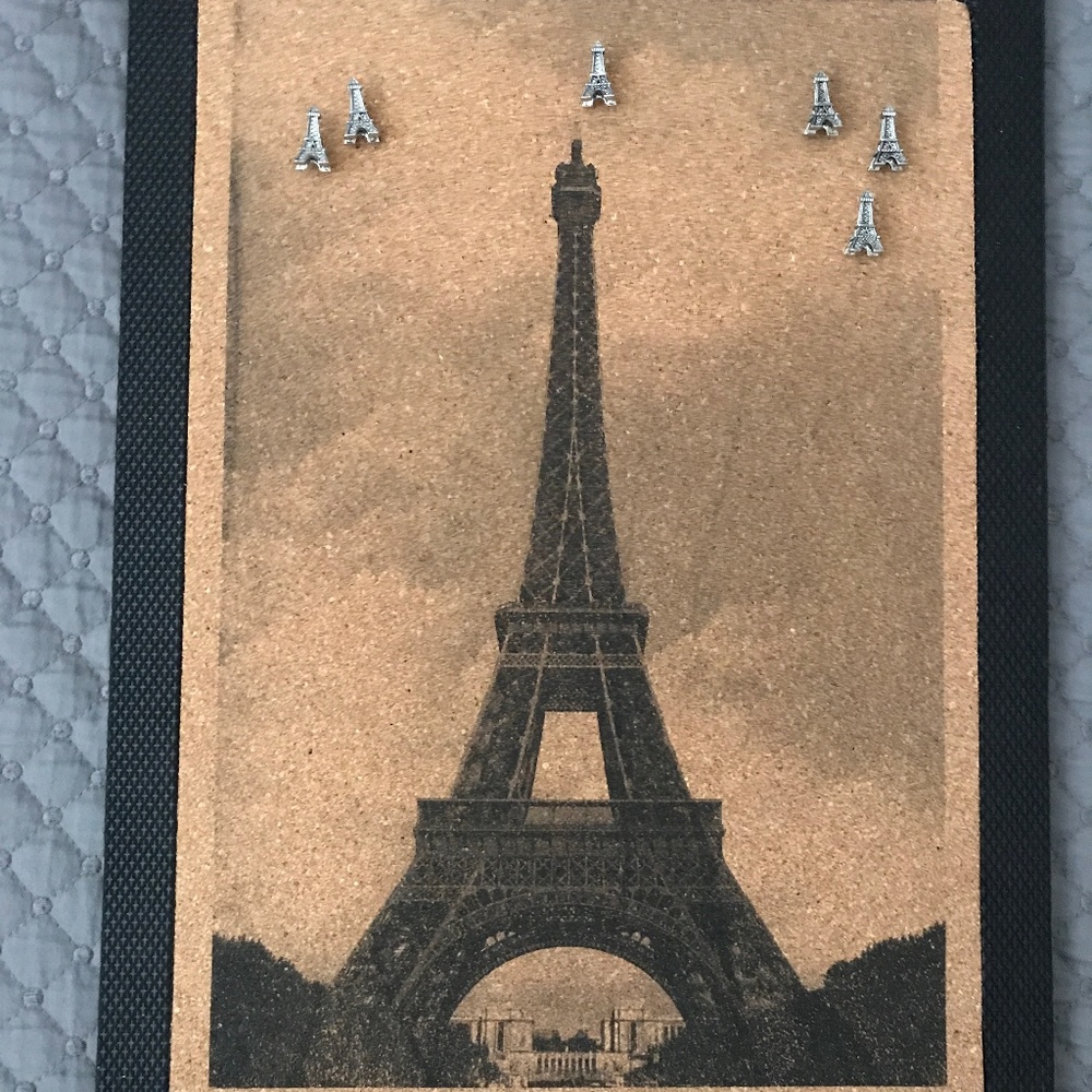 Paris Eiffel Tower Cork Board - with 6 pushpins